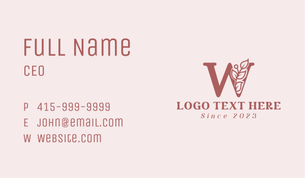 Floral Fashion Letter W Business Card Design Image Preview
