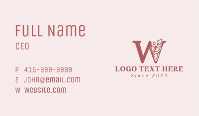 Floral Fashion Letter W Business Card Image Preview