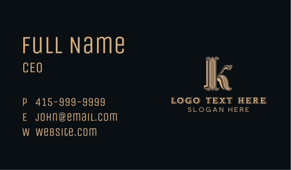 Vintage Artisan Boutique Letter K Business Card Design Image Preview