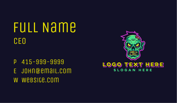 Scary Zombie Gaming Business Card Design Image Preview
