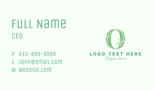 Natural Grass Letter O Business Card Design Image Preview