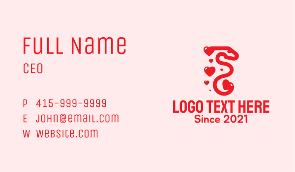 Red Snake Heart Business Card Design Image Preview