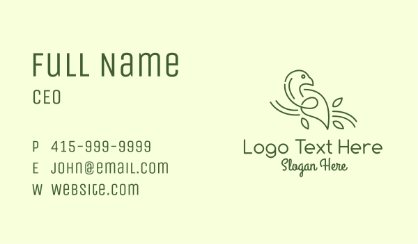 Green Dove Line Art Business Card Design Image Preview