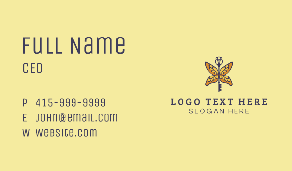 Premium Butterfly Key Business Card Design Image Preview