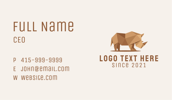 Brown Rhinoceros Origami  Business Card Design Image Preview