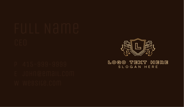 Luxury Lion Shield Business Card Design Image Preview