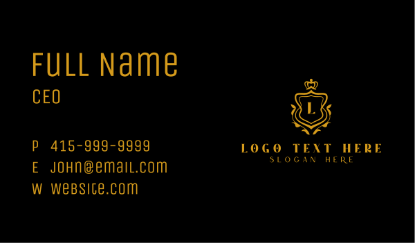 Golden Luxury Crown Shield Business Card Design Image Preview
