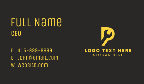 Wrench Letter P Business Card Design Image Preview