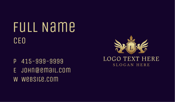 Golden Elegant Griffin Lettermark Business Card Design Image Preview