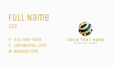 Gold 3D Global Firm Business Card Image Preview