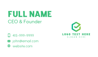 Green Hexagon Checkmark Tick Business Card Design