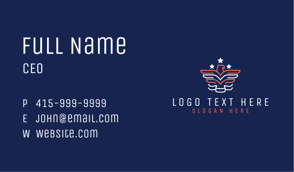 Monoline Patriotic Eagle Business Card Design Image Preview