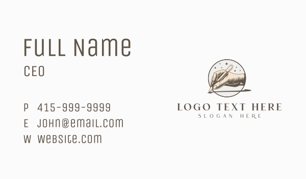 Hand Writing Author Business Card Design Image Preview