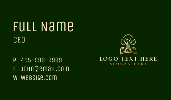 Tree Book Education Business Card Design Image Preview