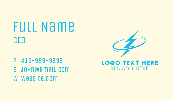 Blue Lightning Orbit Business Card Design Image Preview