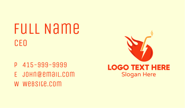 Fiery Energy Drink Straw Business Card Design Image Preview