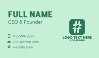 Green Leaf Hashtag  Business Card Image Preview