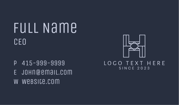 Geometric Construction Letter H Business Card Design Image Preview