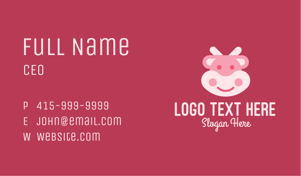 Cute Pink Cow Business Card Design