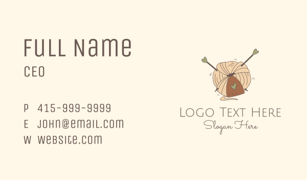 Heart Fabric Wool Business Card Design Image Preview