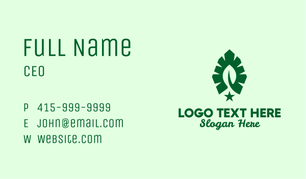 Green Leaf Star  Business Card Design Image Preview