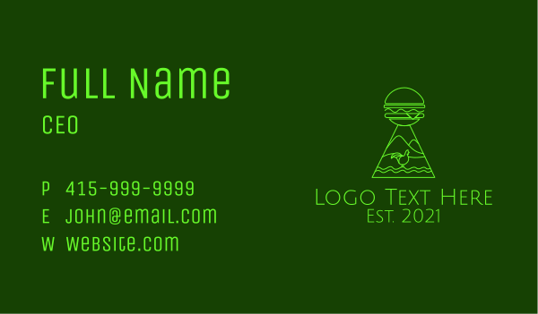 Neon Green Chicken Burger  Business Card Design Image Preview