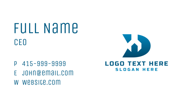 Blue Wrench Letter D Business Card Design Image Preview