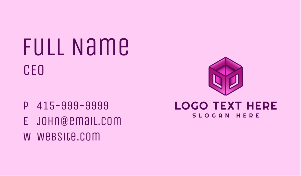 Violet Gradient Cube Box Business Card Design Image Preview