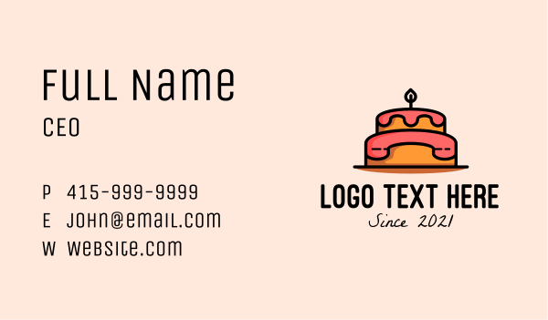 Birthday Cake Telephone Business Card Design Image Preview