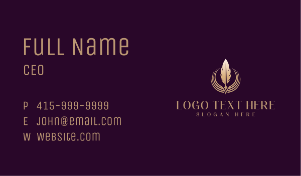 Author Feather Quill Business Card Design Image Preview