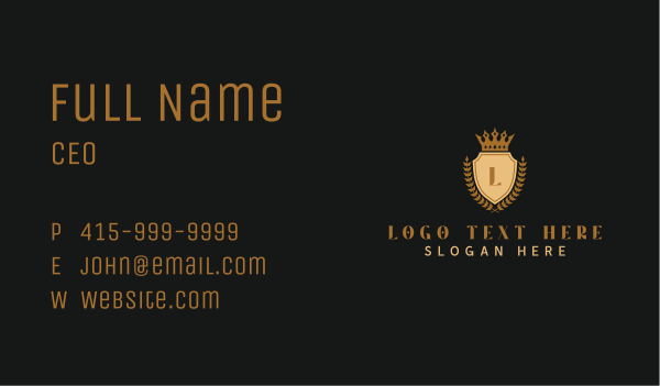 Crown Shield Wreath Academy Business Card Design Image Preview