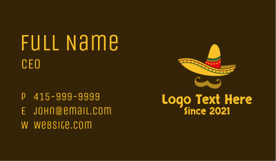Mustache Mexican Sombrero Business Card