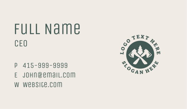 Pine Tree Axe Lumberjack Business Card Design Image Preview