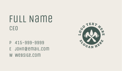 Pine Tree Axe Lumberjack Business Card Image Preview