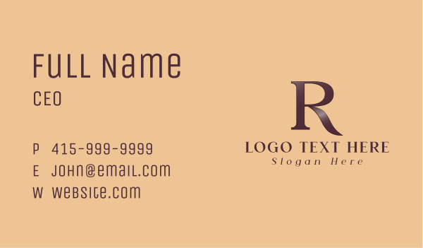 Shiny Classic Letter R Business Card Design Image Preview