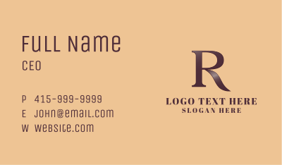 Shiny Classic Letter R Business Card