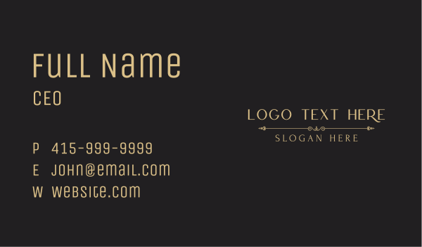 Minimalist Gold Wordmark Business Card Design Image Preview
