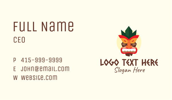 Tribal Tiki Mask Business Card Design Image Preview