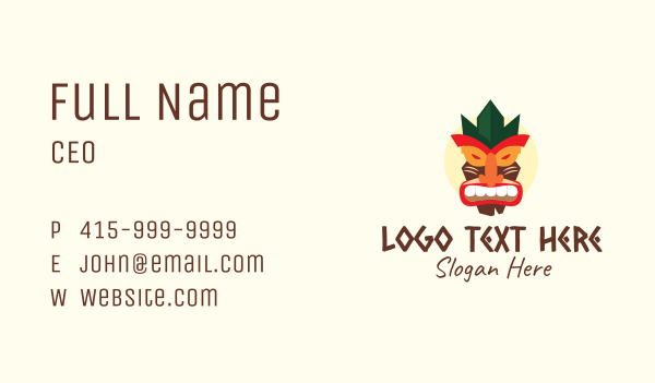 Tribal Tiki Mask Business Card Design