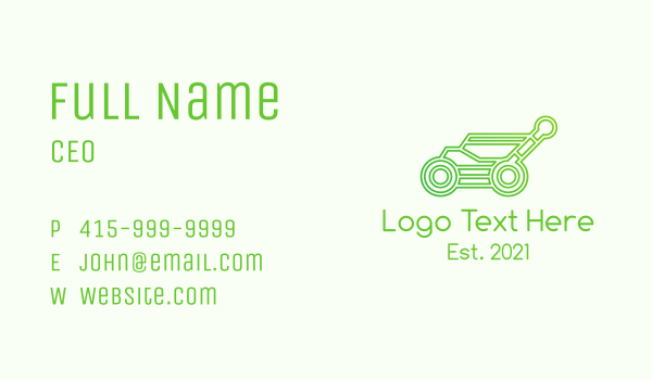 Outline Lawn Mower Business Card Design Image Preview