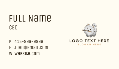 Cute Puppy Paintbrush Business Card Image Preview