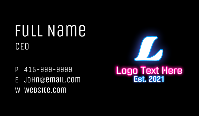 Neon Light Letter    Business Card