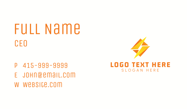 Electric Power Bolt  Business Card Design Image Preview