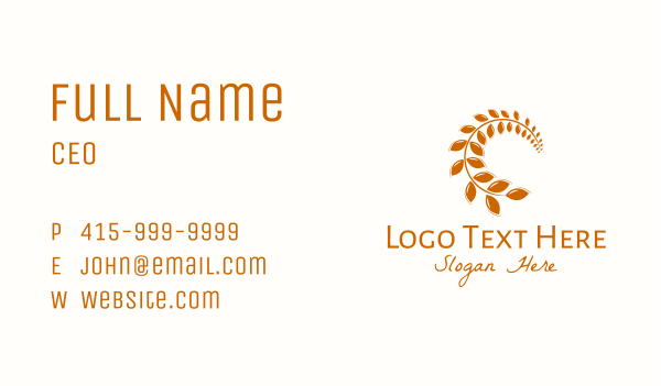 Brown Wheat Leaf Business Card Design Image Preview
