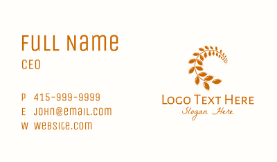 Brown Wheat Leaf Business Card Image Preview