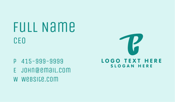 Handwritten P & T Monogram  Business Card Design Image Preview
