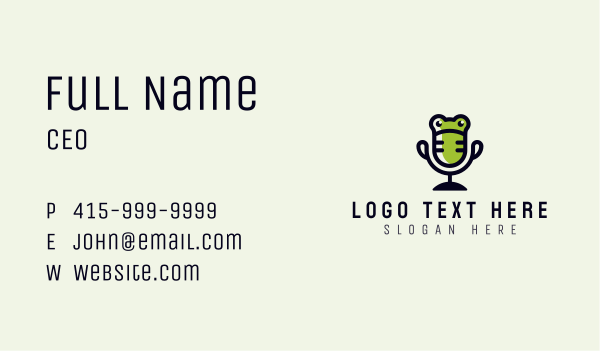 Frog Microphone Podcast Business Card Design Image Preview