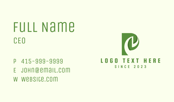 Herb Leaf Farming Letter P  Business Card Design Image Preview