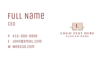 Excellence Book Letter Business Card Image Preview