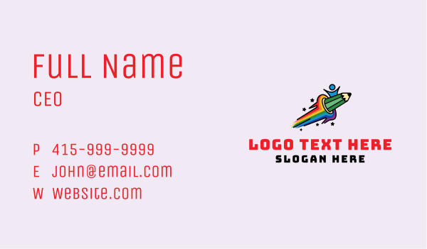 Rainbow Pencil Child Business Card Design Image Preview